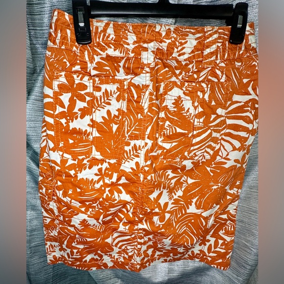 Liz Claiborne - Orange Floral Knee Length Khaki Skirt Women’s Size - 4 - Picture 2 of 5